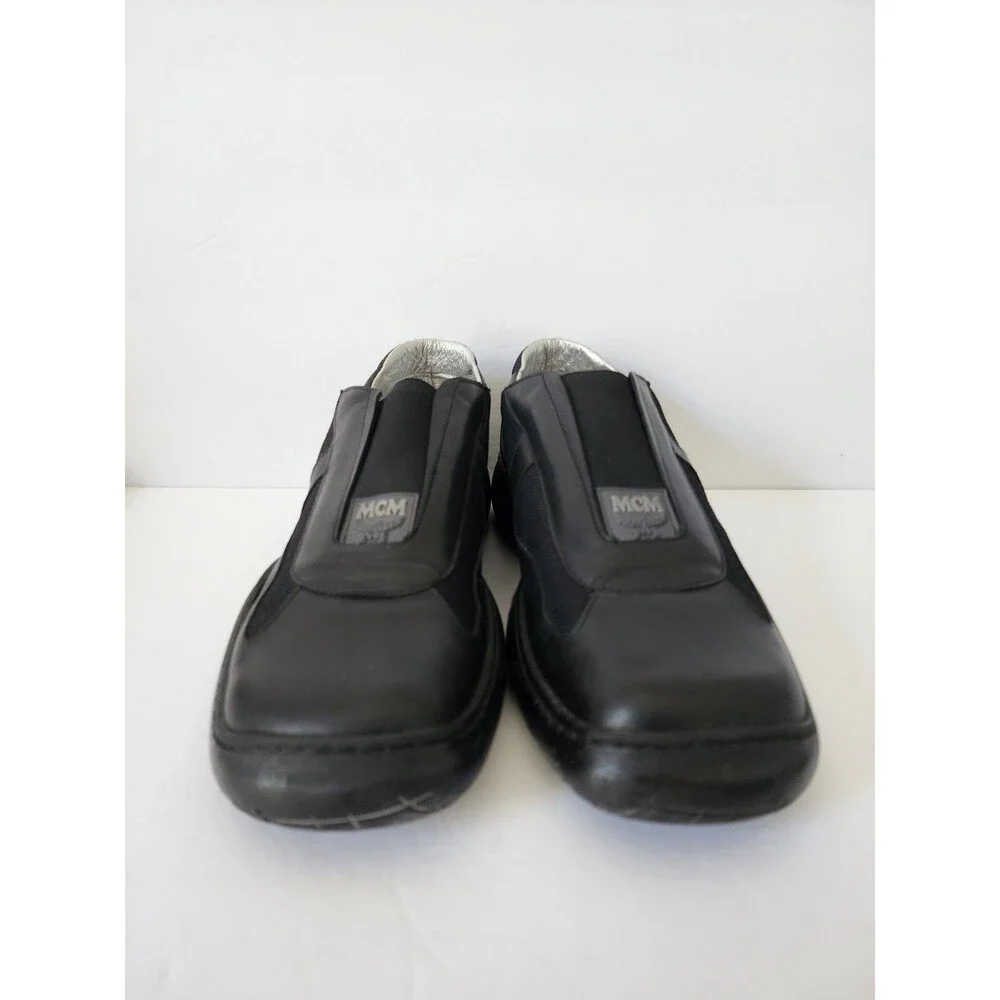 Vtg MCM Men's Black Loafers Leather Moccasins Slip On Shoes Size 10 Eur 43